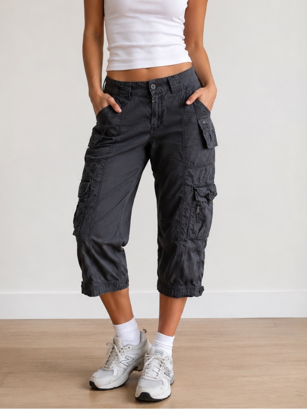 Marvin Richards Black Cargo Capris Utility Pants Y2K Gorpcore Outdoor Streetwear